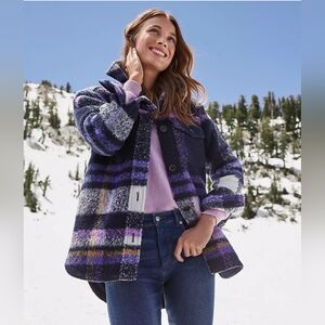NWT Loft Plaid Shirt Jacket Purple XS